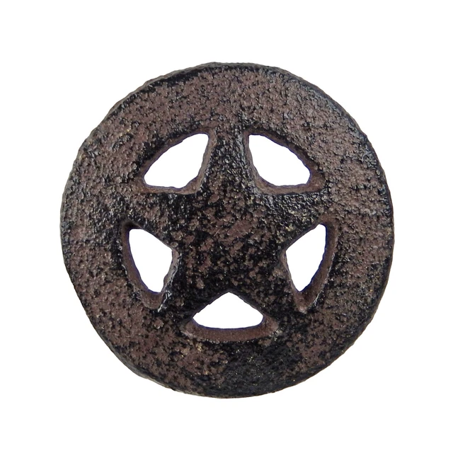 Rustic Cast Iron Star Door Drawer Knob Pull Handle Antique Style 1 3/4" (6 Pack)