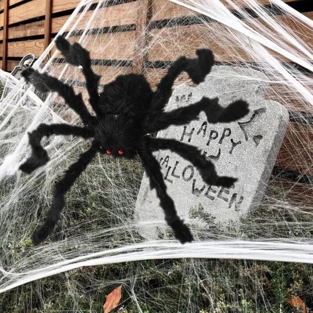 1pc Effrayant Grand Noir Araignée Accessoires Peluche Horreur Halloween Thème - 2