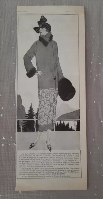 Publicité de presse ancienne High life Tailor - Old paper advertisement de 1927