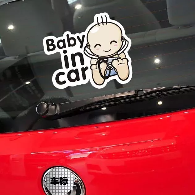 Bébé à bord bébé dans la voiture dessin animé drôle fenêtre de voiture fourgonnette JDW VINYLE autocollant