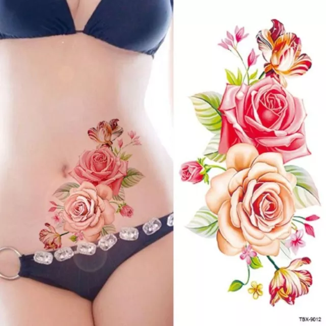 Rose Flower Tattoo Sticker Temporary Color Print Tattoo Sticker  Women