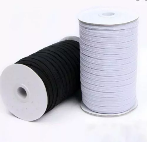 Flat WHITE Elastic BLACK Elastic Cord 3mm 5mm 6mm 8mm  Sewing Elastic Face Mask