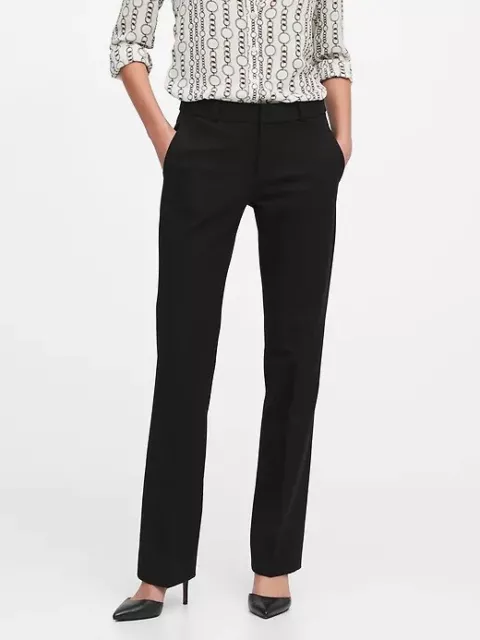 NWT Banana Republic Womens Logan Bi Stretch Black Pants 0 Short