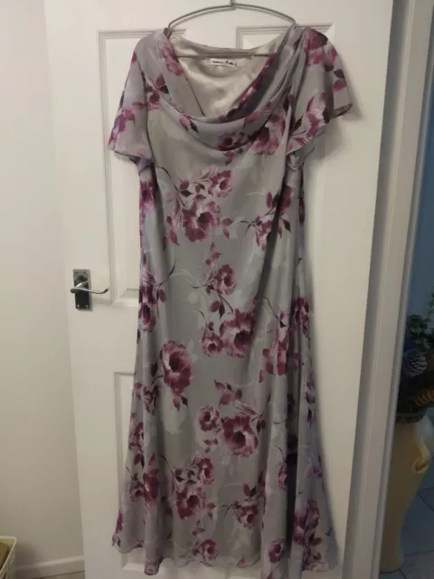 Jacques Vert  Size 16 Pink &Pale Grey Dress With Cowl Neck Line