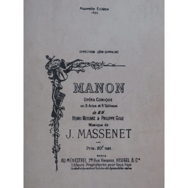 MASSENET Jules Manon Opéra Chant Piano
