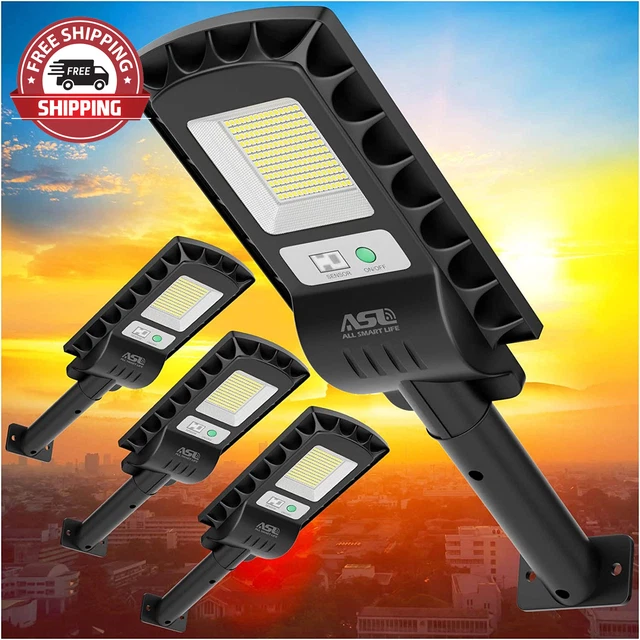 Solar Street Lights Outdoor Waterproof, 4-Pack 1000Lm 180 Leds Solar Flood Light