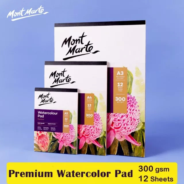 Watercolor Pad A5 / A4 300gsm 12 Sheets German Paper Mont Marte Watercolor Book