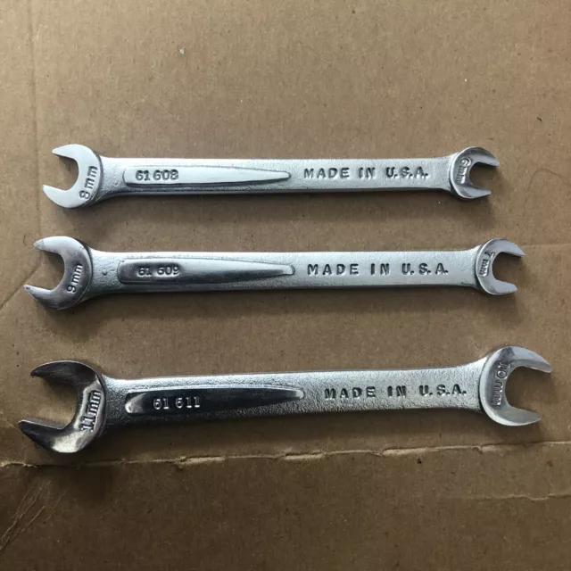 Lightly Used Lot of Three (3) EASCO Open End Wrenches • 6/8mm, 7/9mm, & 10/11mm