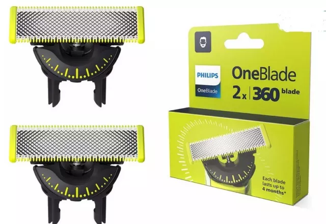 2× Philips OneBlade 360 Replacement Razor Blades for Face, - QP410/50, GENIUNE