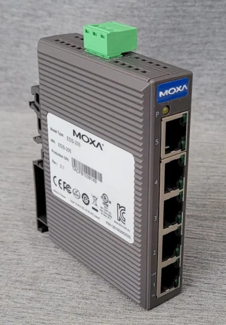 MOXA EDS-205 Rev.: 2.1 5-Port RJ45 Fast Ethernet Switch 100 Mbps für Tragschiene