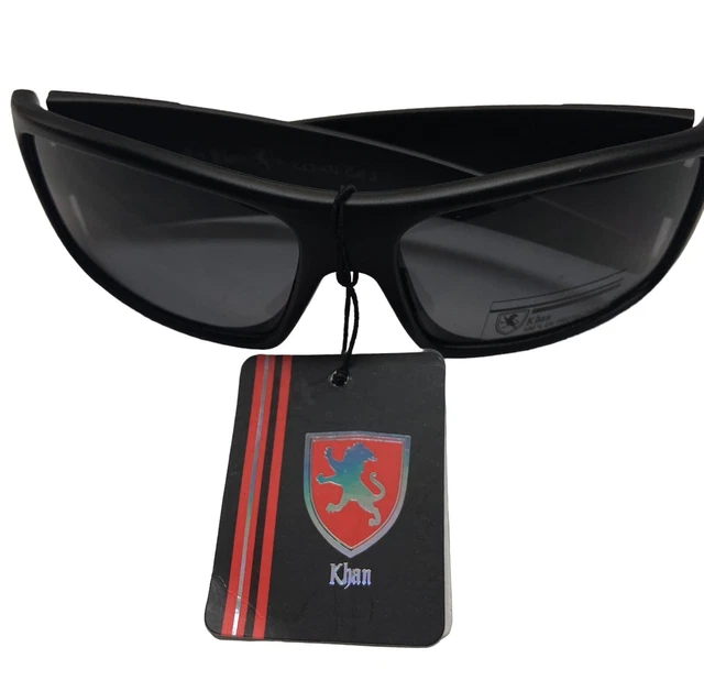 Khan Boys Black Plastic Sunglasses Sports Running Jogging Gray Lens NWTS