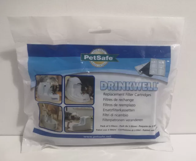 PetSafe Drinkwell Water Fountain Replacement Filter Cartridges 3 Pack New Sealed