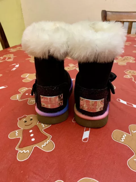 Brand New Girls Juicy Couture Winter Boots. Size 6 Black  Bows Warm Toddler Fur 2