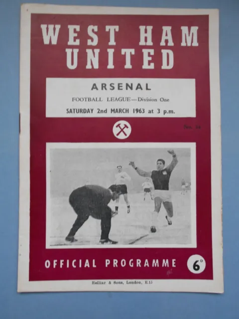 West Ham Arsenal  1962/63 League Division One mint condition