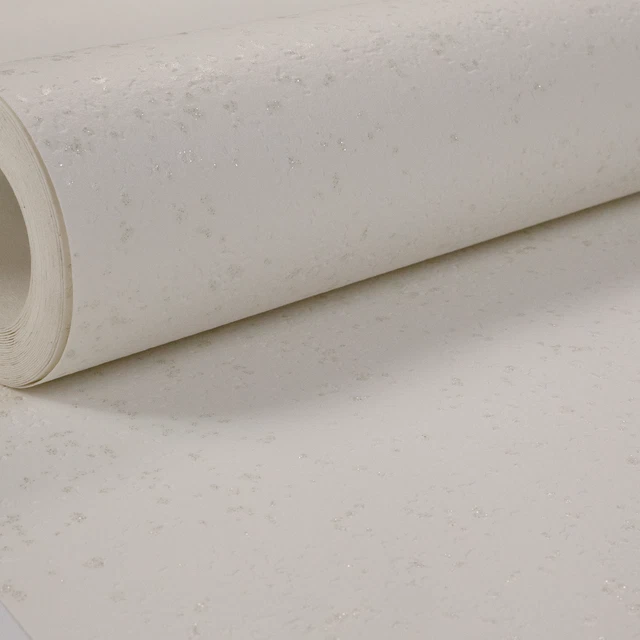 Plain White Silver Glitter Textured Blown Vinyl Wallpaper Thick Paste the Wall