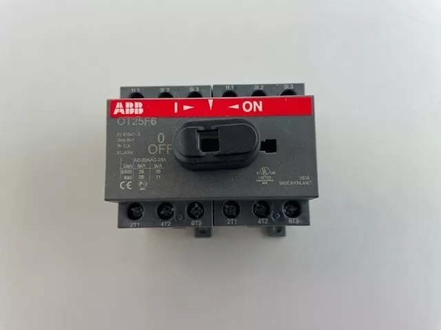 ABB OT25F6 Non-Fused Disconnect switch 30A 6 Poles 600VAC, DIN Rail  Panel Mount