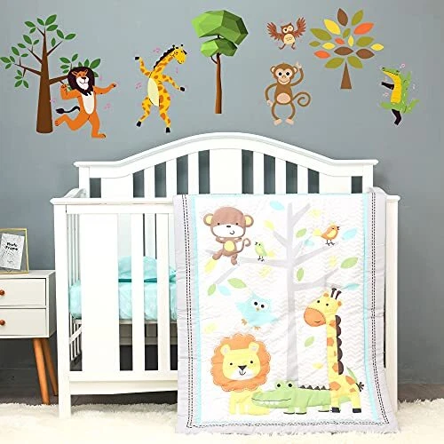 Pieces Jungle Party Crib Bedding Sets for Boys and Girls Baby Bedding 3 Gray