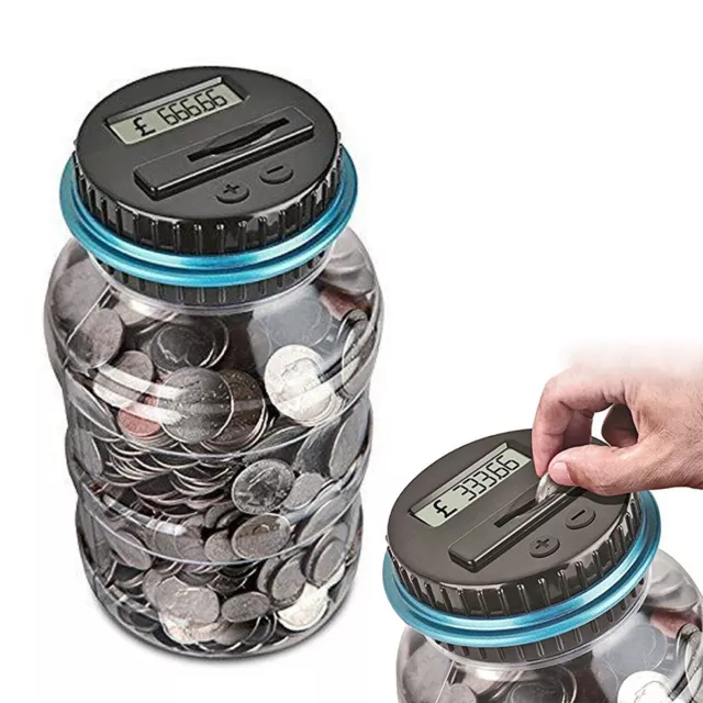 Digital Electronic Coins Counting Jar Piggy Bank Coin Counter Money Saving Box*