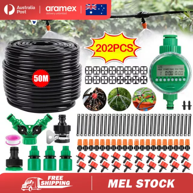 50M Hose Garden Irrigation System with Timer Plant Watering DIY Micro Drip Kits