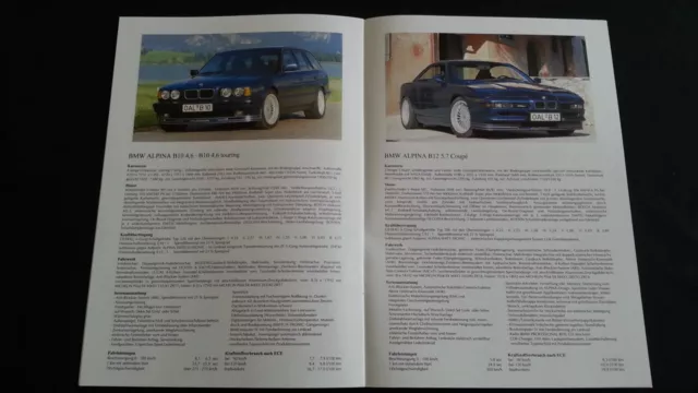 1995 BMW Alpina B3 3,0 B8 4,6 B10 4,0 4,6 B12 5,7 Prospekt Brochure