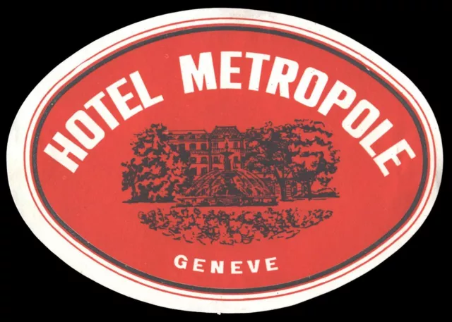 Hotel Metropole GENEVE Switzerland - vintage luggage label