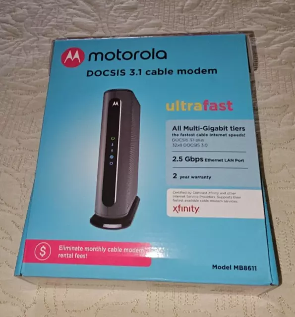 Motorola MB8611 DOCSIS 3.1 Cable Modem Multi-Gigabit 2.5GB Ethernet