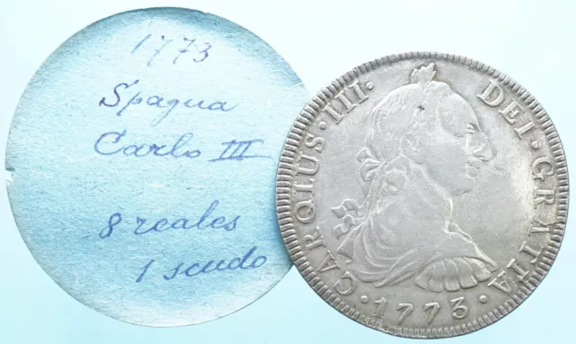 Mexico Carlo Iii 8 Reales 1773 Silver Coin Currency Numismatica Da Collezione