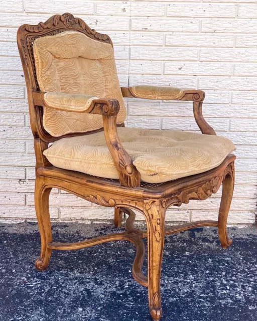 Vintage French Louis XV Regency Style Caned Arm Chair