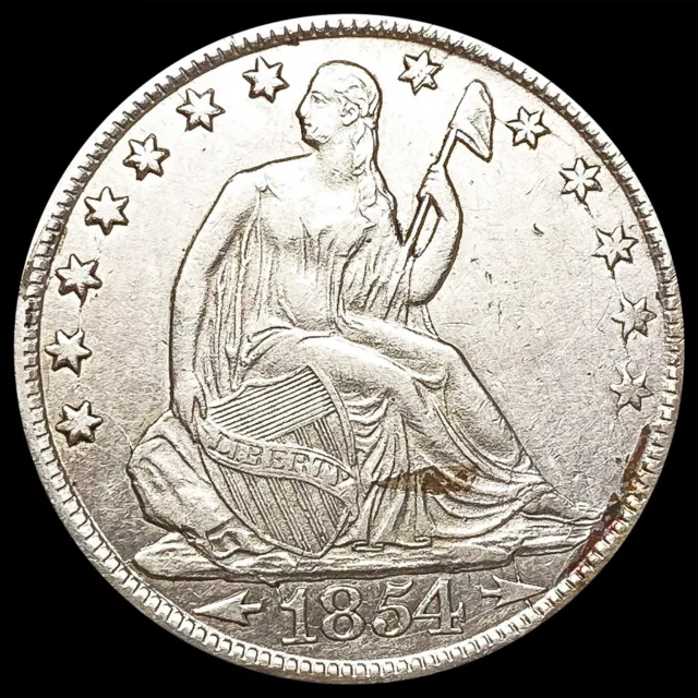 1854-O Arws Seated Liberty Half Dollar Coin NEARLY UNCIRCULATED