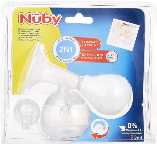 Nuby 2in1 Compact Express Manual Breast Pump 90ml Silicone Storage Baby Bottle