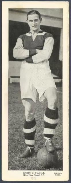 Topical Times Footballer 1938-West Ham United-Joseph S Foxall
