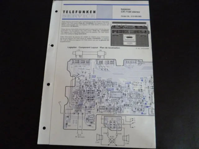 Original Service Manual  Telefunken Radio Bajazzo CR 7100 stereo