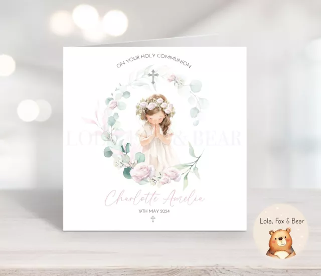 Girls First Holy Communion Card, Communion, Daughter, Granddaughter Personalised