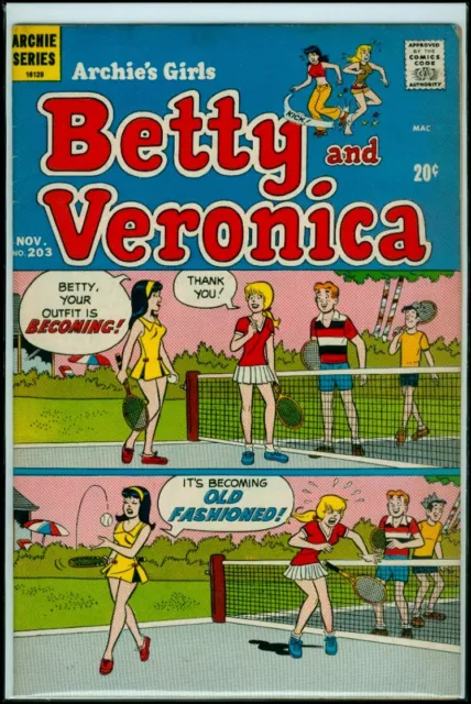 Archie Comics Archie's Girls BETTY And VERONICA #203 FN 6.0