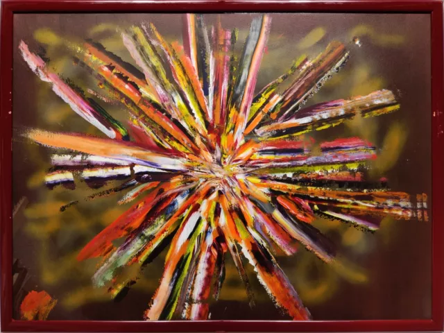 Colour Explosion/Burst, A Original Mixed Media Painting By Steve Ferris, Framed.