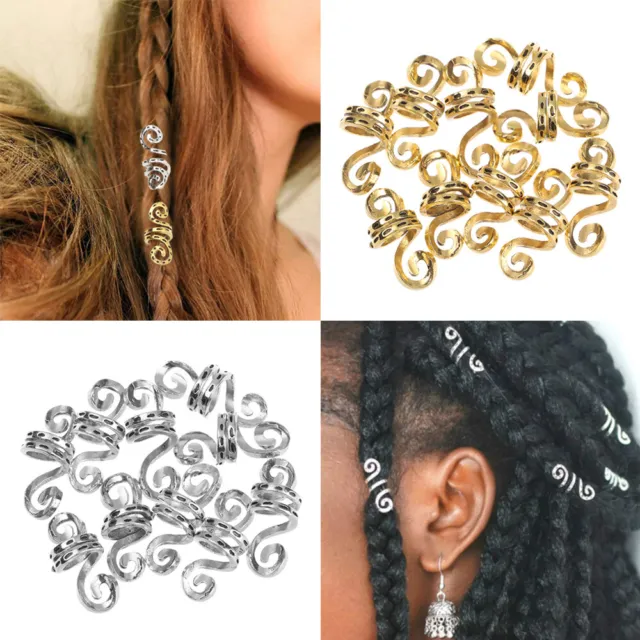 Metal Spiral Braid Hair Beads Dreadlock Clips Hair Tube Wig Beads