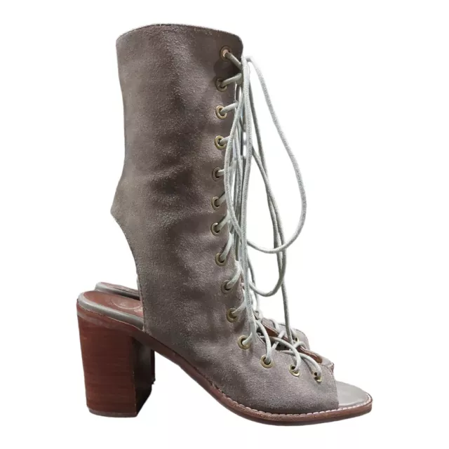 Jeffrey Campbell Ibiza Last open heel/toe Lace-up Suede Boots size 8 3