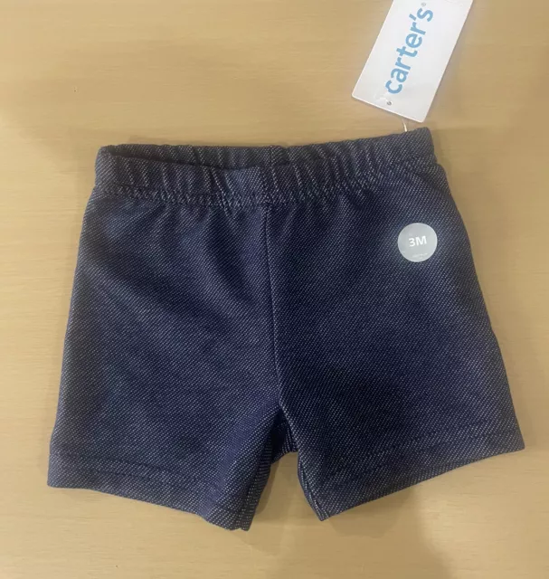 Carters Baby Boys Size 3 Months Soft Blue  Denim Color Pull On Shorts NWT