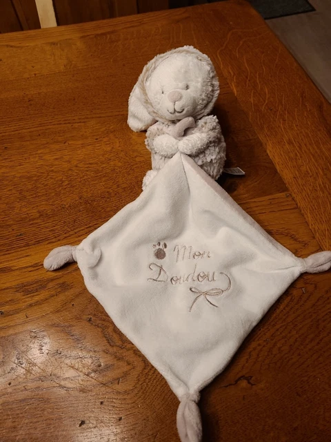Doudou Peluche Nicotoy Ours Blanc Déguisé en Lapin Beige  Mon Doudou Etat Neuf