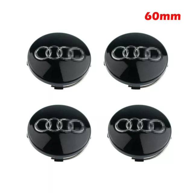 4X 60mm Für Audi Auto Emblem Nabendeckel Felgendeckel Radnabendeckel Schwarz