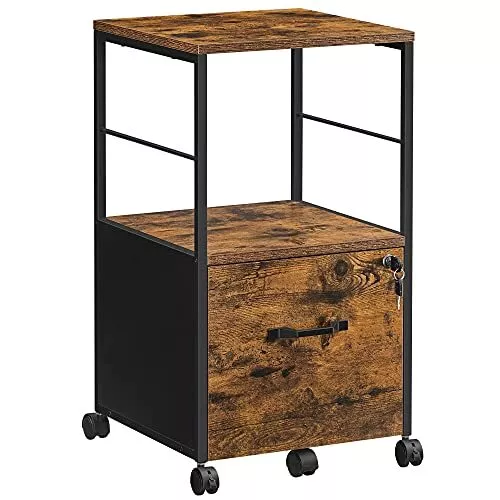 VASAGLE Schedario con Cassetto, Mobile per Ufficio con Ripiano Aperto, (Y8Q)