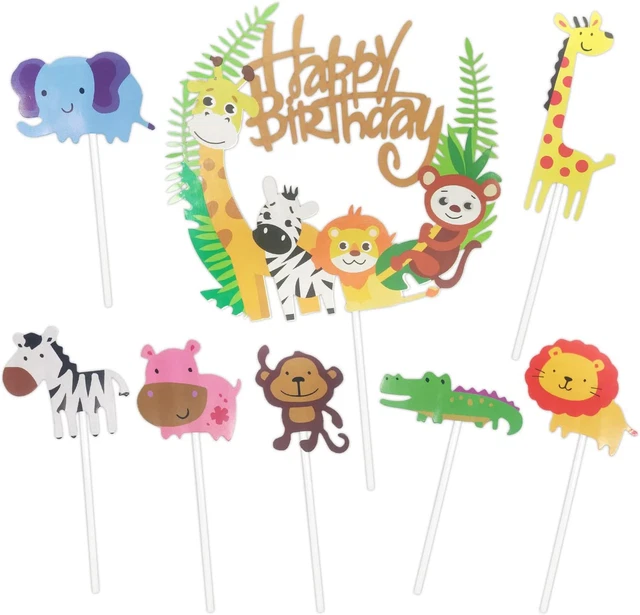 15 PIEZAS Decoraciones de Cupcakes de Cumpleaños de Animales, Remaches de Cupcakes de Cupcakes de Animales