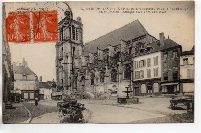 SEZANNE - Marne - CPA 51 - Eglise Saint Denis 1 - place fontaine