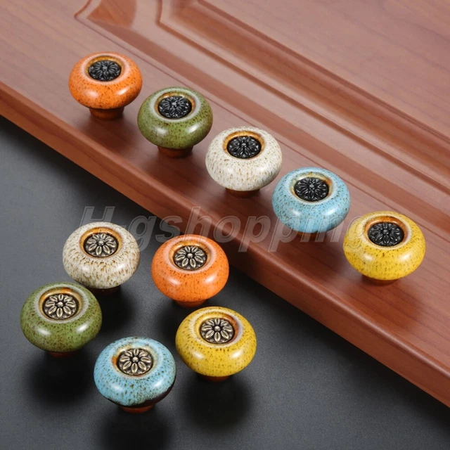 Durable Zinc Alloy+Ceramic Cabinet Knob Cupboard Closet Drawer Wardrobe Knobs