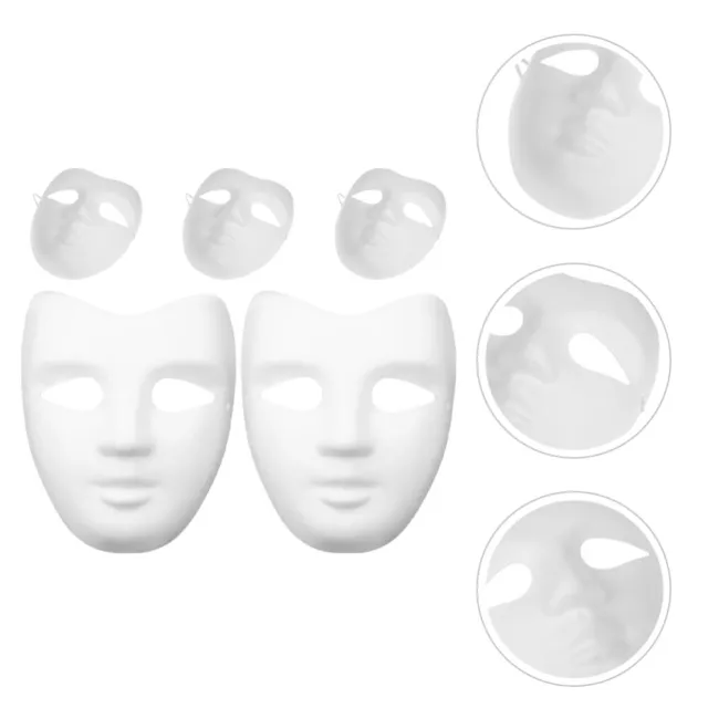 5pcs Blank White Paper Mache Masks for DIY Crafts & Parties