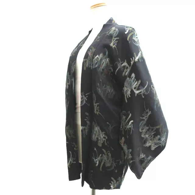 9230E3 Silk Vintage Japanese Kimono Haori Jacket Unique Abstract art