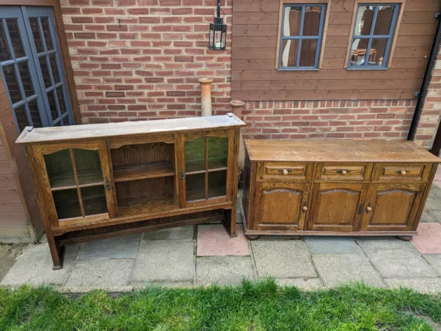 Solid Wood Welsh Dresser With Glazed Upper Doors