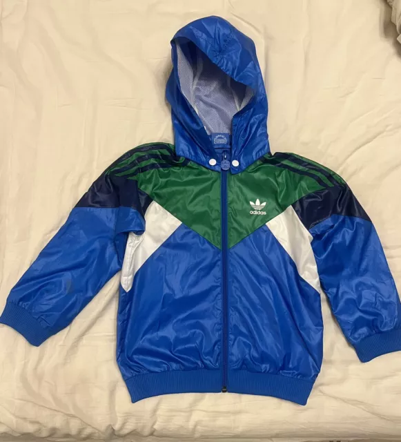 Adidas Bambini Colorata con Cappuccio Giacca Vento 4/5 Anni 2