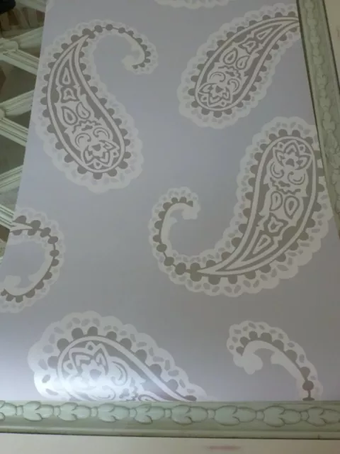 Emperor Paisley dove grey wallpaper pearlescent inks *damaged* price per roll
