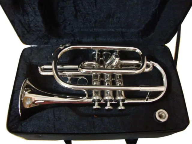 STUDENT!!! Bb CORNET CHROME FINISH  FREE HARD CASE+MOUTHPIECE+FAST SHIPPING